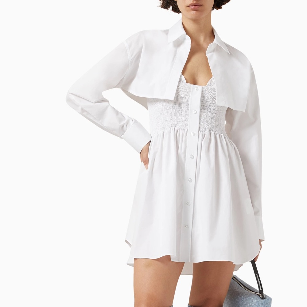 Alexander Wang Smocked Mini Dress with Overshirt